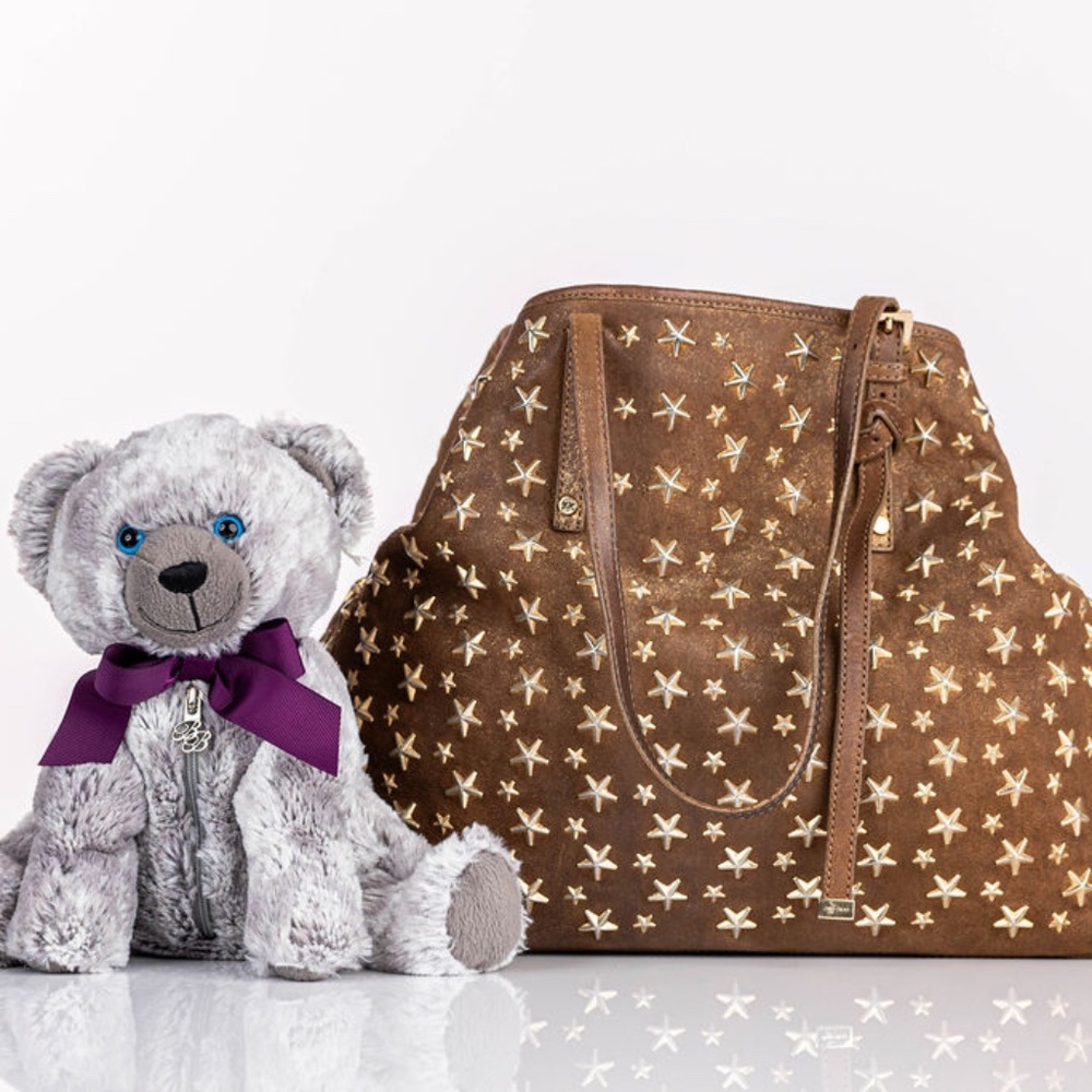 Jimmy Choo Beige Leather Sasha Star Studded Tote